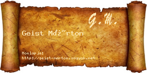 Geist Márton névjegykártya